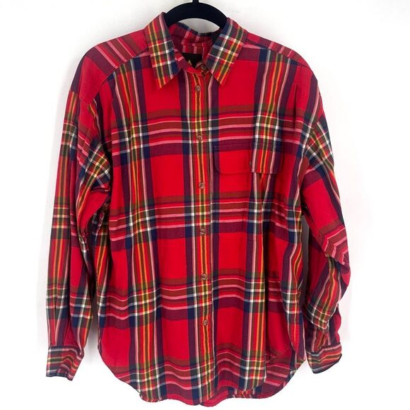 Liz Claiborne Sport Vintage Tartan Plaid Button Down Shirt Size M Red Classic - Picture 2 of 11
